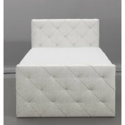 Boxspring met voetbord Liv geruit - ecru - 120x200 cm - slanke poot