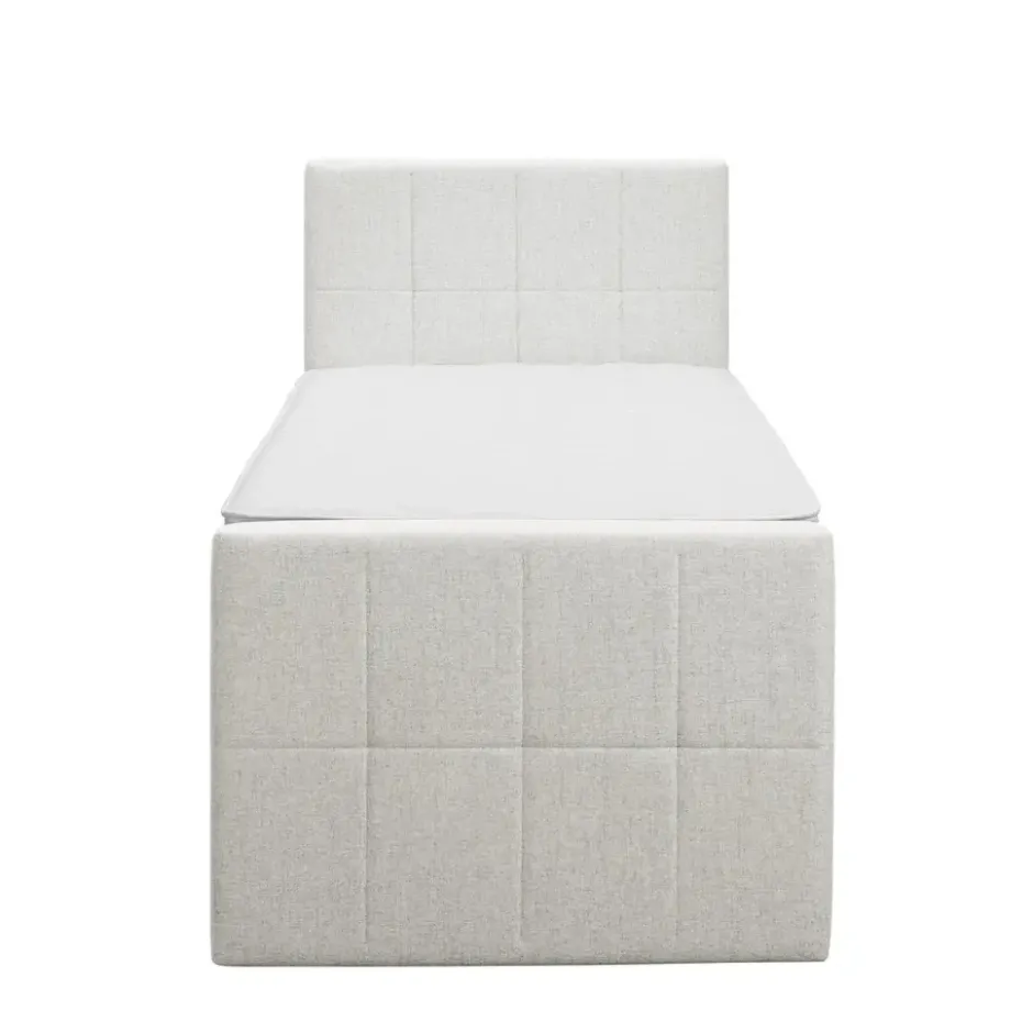Boxspring met voetbord Liv geblokt - ecru - 90x200 cm - ronde poot
