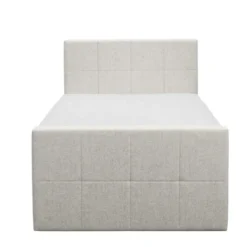 Boxspring met voetbord Liv geblokt - ecru - 120x200 cm - vierkante poot