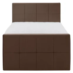 Boxspring met voetbord Liv geblokt - bruin - 120x200 cm - slanke poot