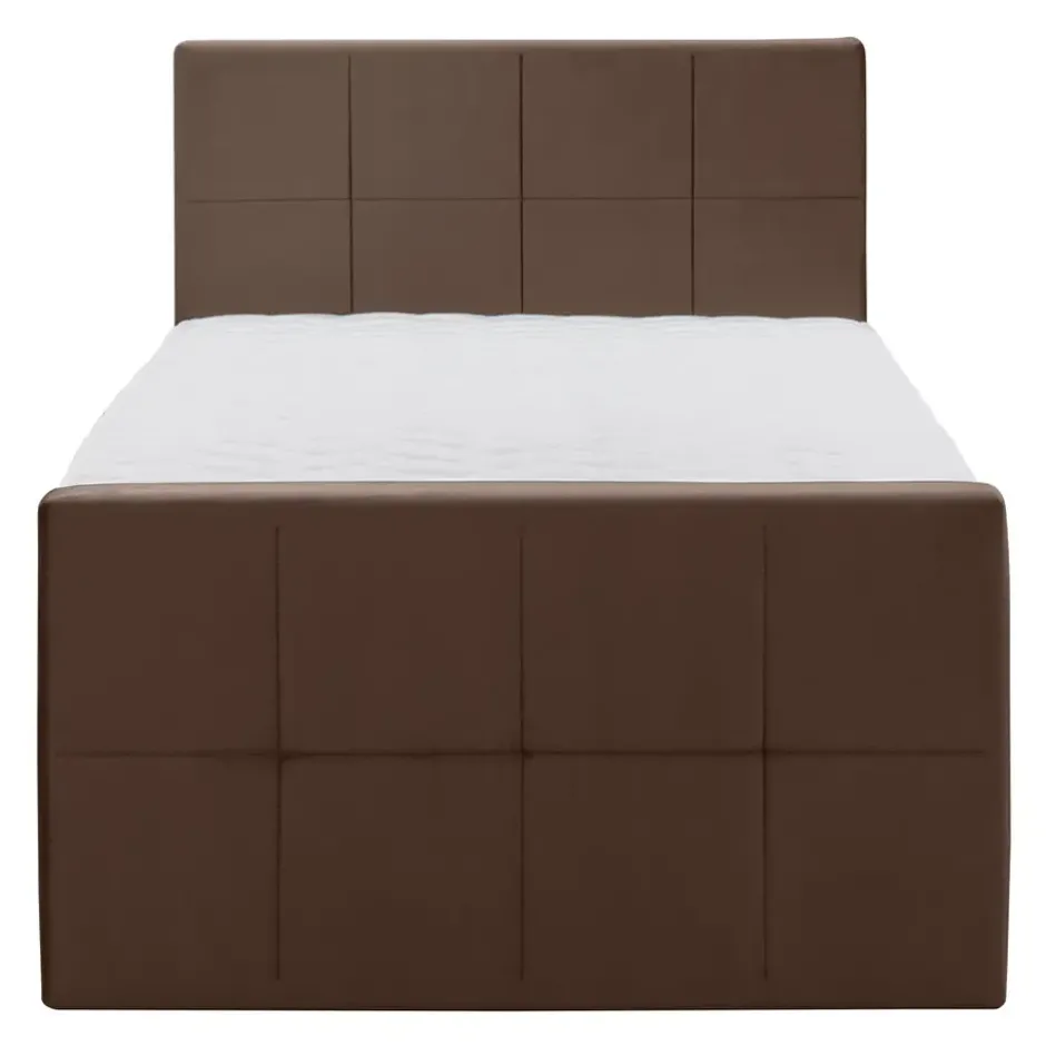 Boxspring met voetbord Liv geblokt - bruin - 120x200 cm - slanke poot