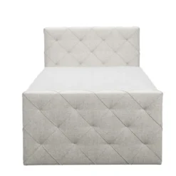 Boxspring met voetbord Liv geruit - ecru - 120x200 cm - ronde poot