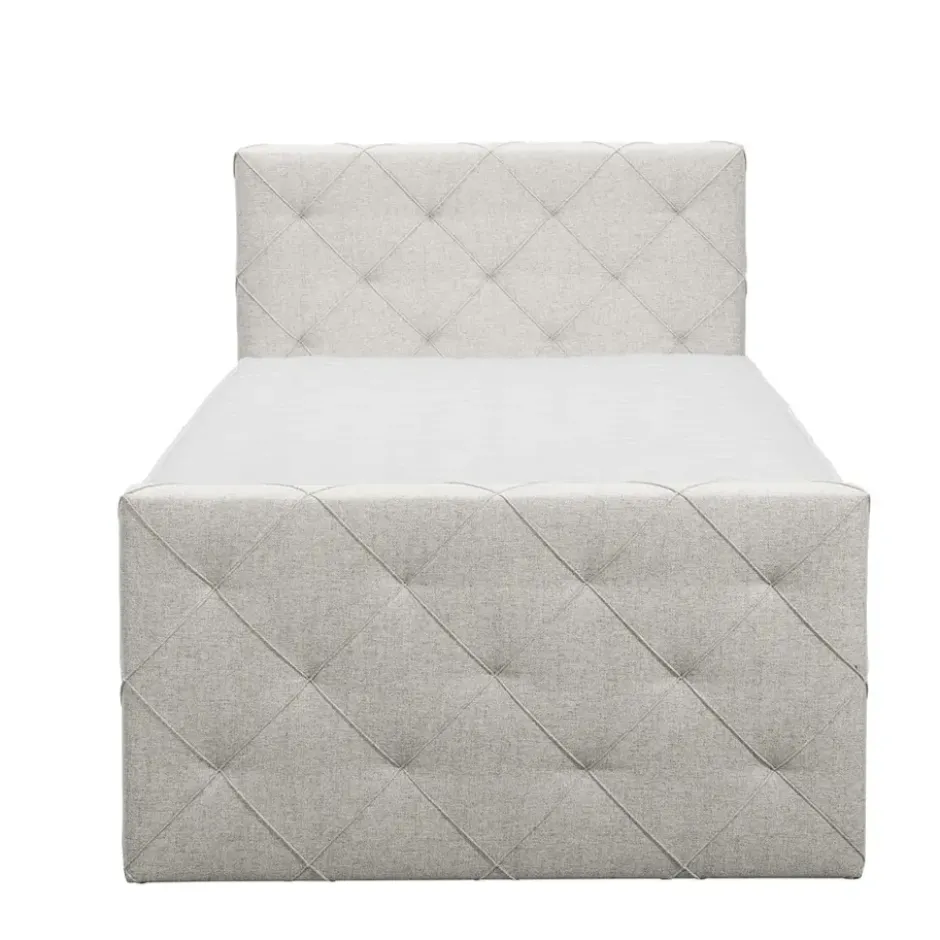 Boxspring met voetbord Liv geruit - ecru - 120x200 cm - ronde poot