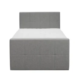 Boxspring met voetbord Liv geblokt - lichtgrijs - 120x200 cm - ronde poot