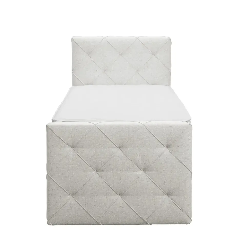 Boxspring met voetbord Liv geruit - ecru - 90x200 cm - slanke poot