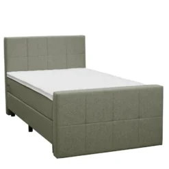 Boxspring met voetbord Liv geblokt - groen - 120x200 cm - ronde poot