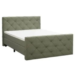 Boxspring met voetbord Liv geruit - groen - 180x200 cm - ronde poot