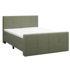 Boxspring met voetbord Liv geblokt - groen - 180x200 cm - vierkante poot