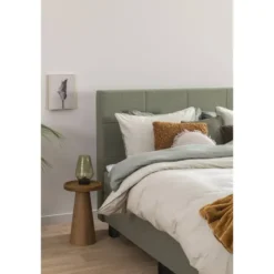 Boxspring met voetbord Liv geblokt - groen - 180x200 cm - vierkante poot