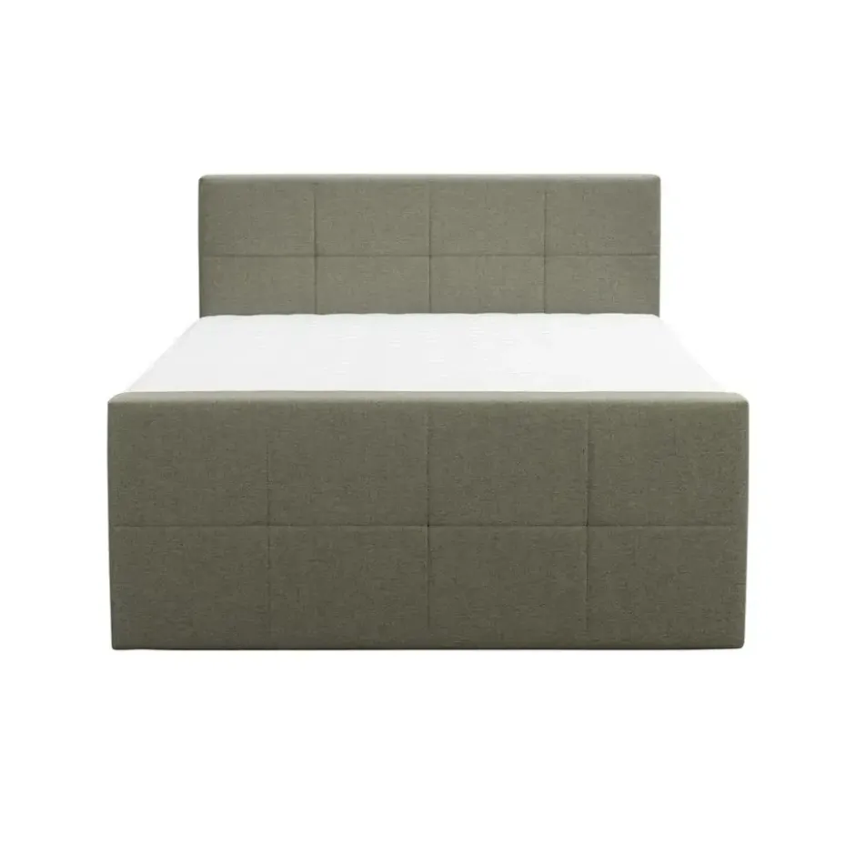 Boxspring met voetbord Liv geblokt - groen - 180x200 cm - vierkante poot