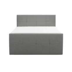 Boxspring met voetbord Liv geblokt - lichtgrijs - 140x200 cm - ronde poot