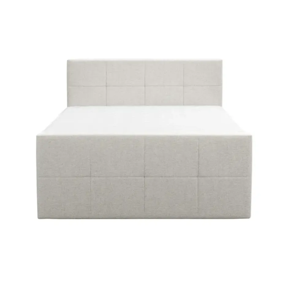 Boxspring met voetbord Liv geblokt - ecru - 160x200 cm - slanke poot