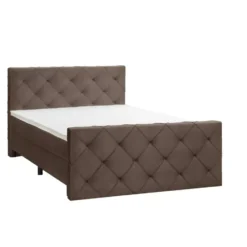 Boxspring met voetbord Liv geruit - bruin - 180x200 cm - ronde poot