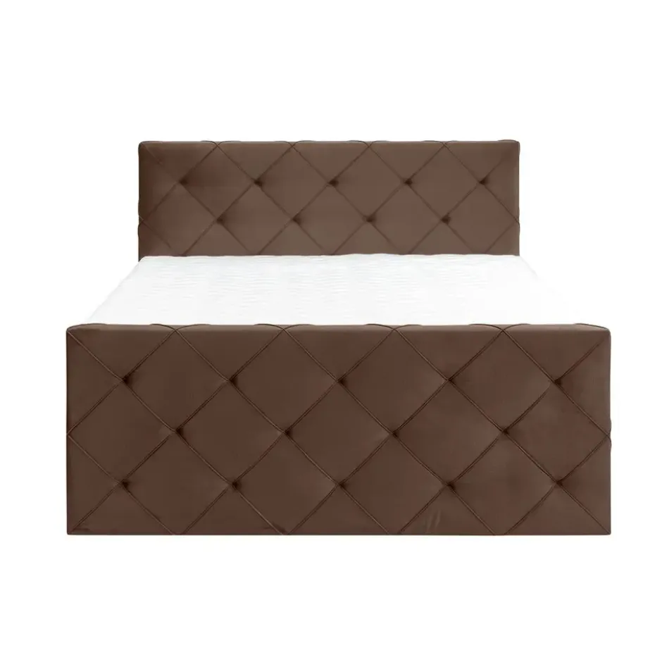 Boxspring met voetbord Liv geruit - bruin - 180x200 cm - ronde poot