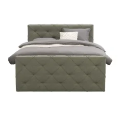 Boxspring met voetbord Liv geruit - groen - 160x200 cm - ronde poot