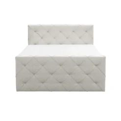 Boxspring met voetbord Liv geruit - ecru - 160x200 cm - ronde poot