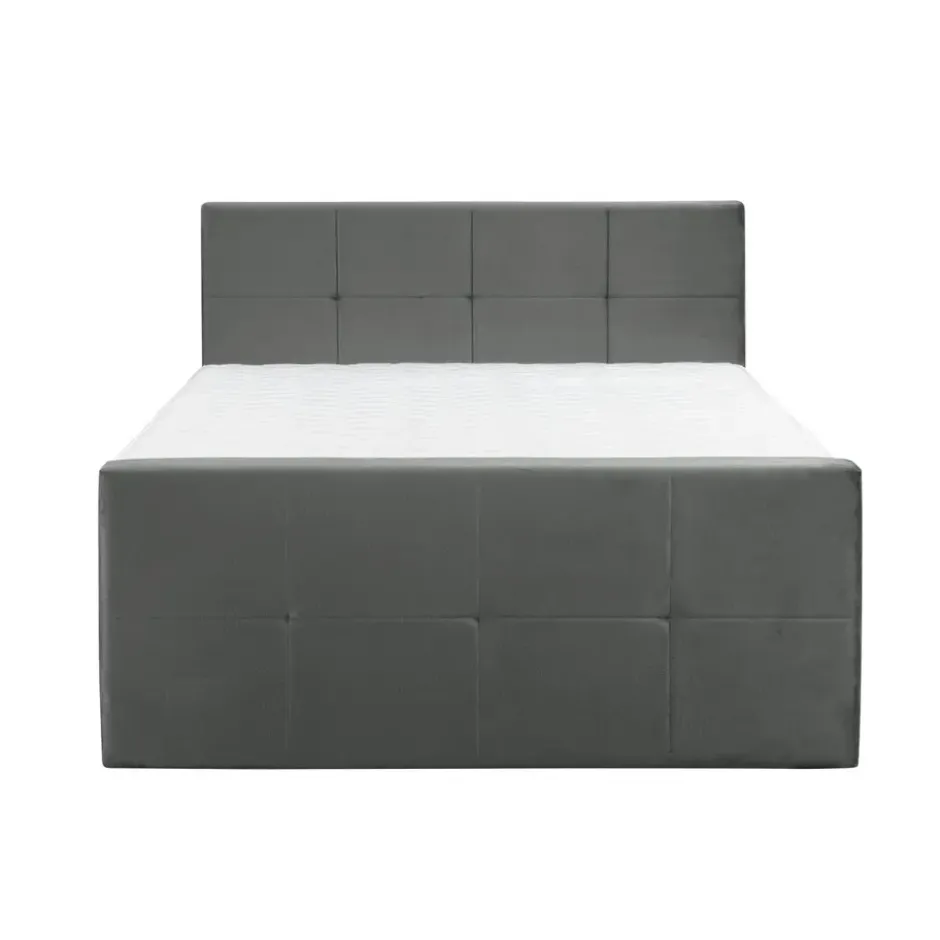Boxspring met voetbord Liv geblokt - grijs - 180x200 cm - vierkante poot