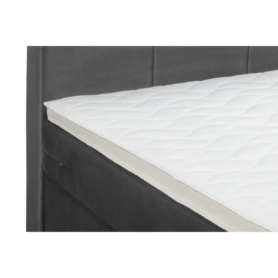 Boxspring met voetbord Liv geblokt - grijs - 180x200 cm - vierkante poot