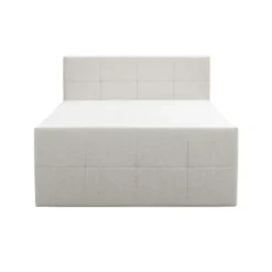 Boxspring met voetbord Liv geblokt - ecru - 140x200 cm - slanke poot