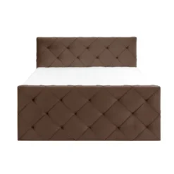 Boxspring met voetbord Liv geruit - bruin - 180x200 cm - slanke poot