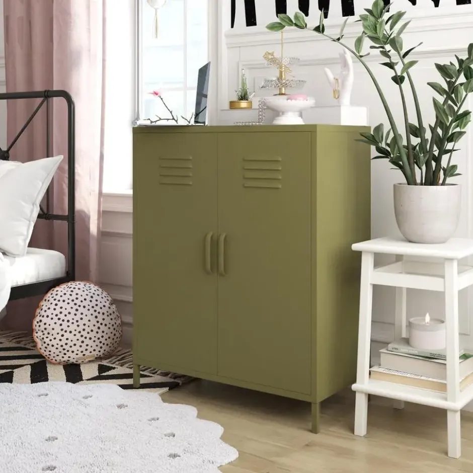 Bradford - Wandkast met 2 groene metalen deuren