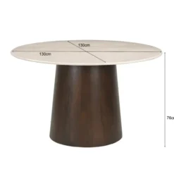 Brix - Eetkamertafel - Brix Bottecino Rond 130cm - Beige