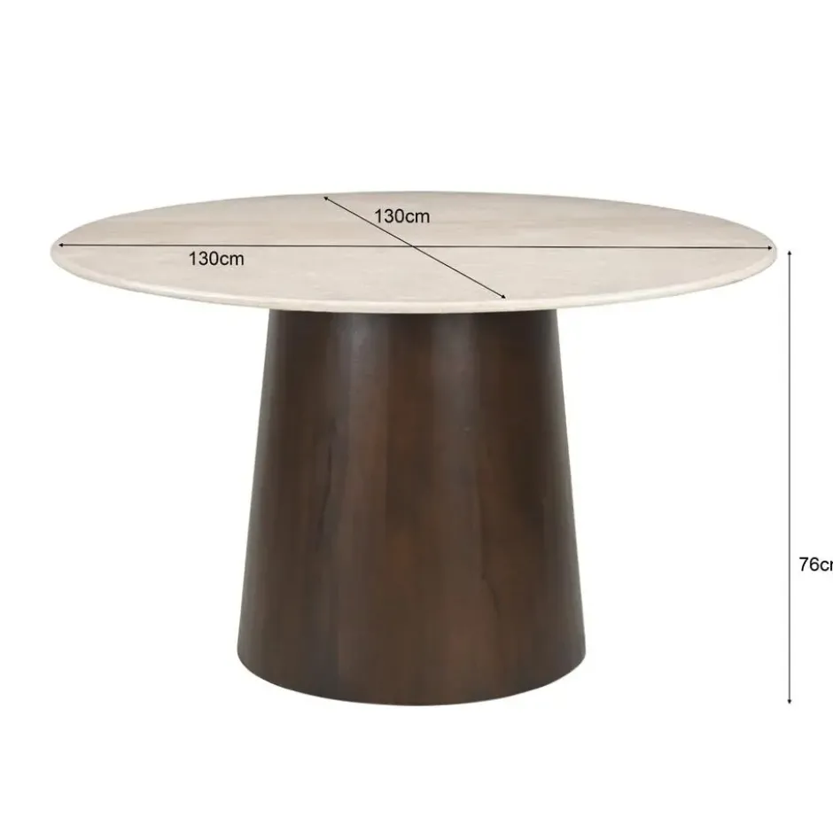 Brix - Eetkamertafel - Brix Bottecino Rond 130cm - Beige