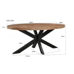 Brix - Ovale Eetkamertafel - Mangohout - 180cm - Bruin