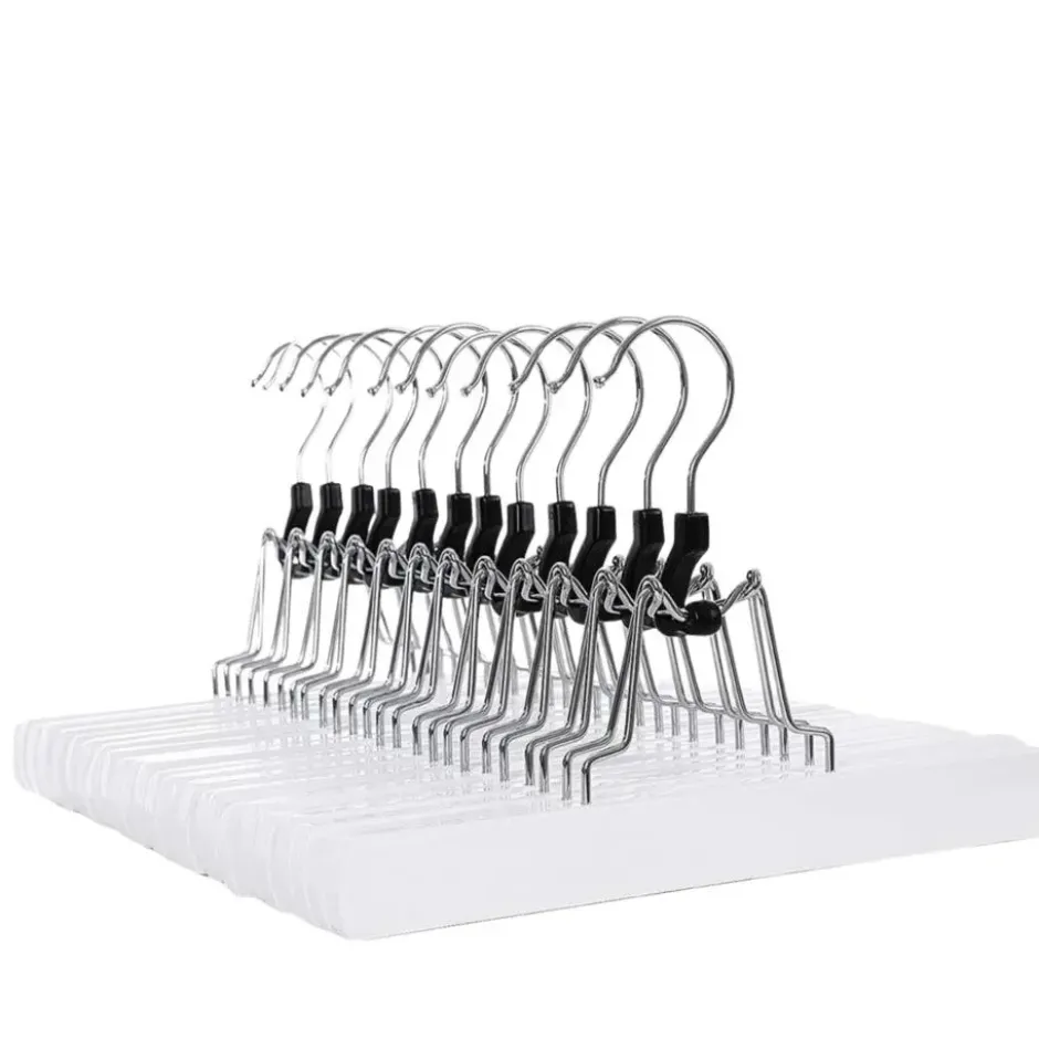 12 Broekhangers met Klemmen - Clip hangers - Wit