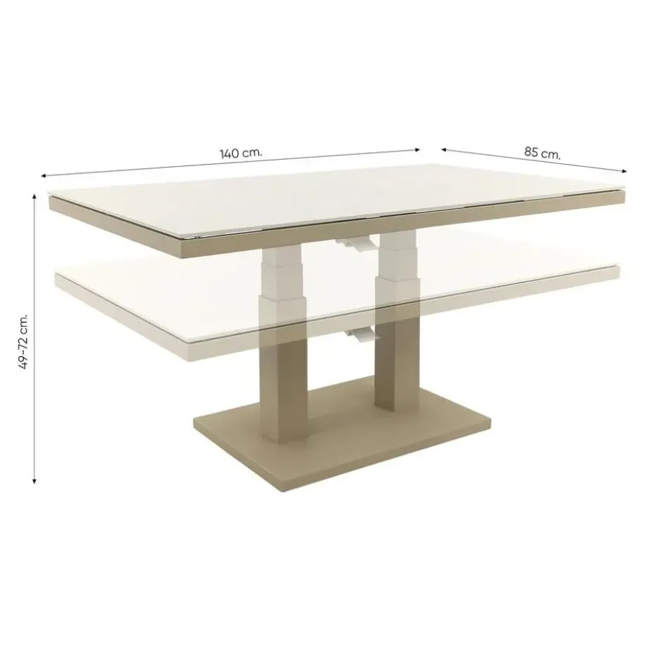 Brooklyn up& down verstelbare tuintafel 140x85 cm. - Latte