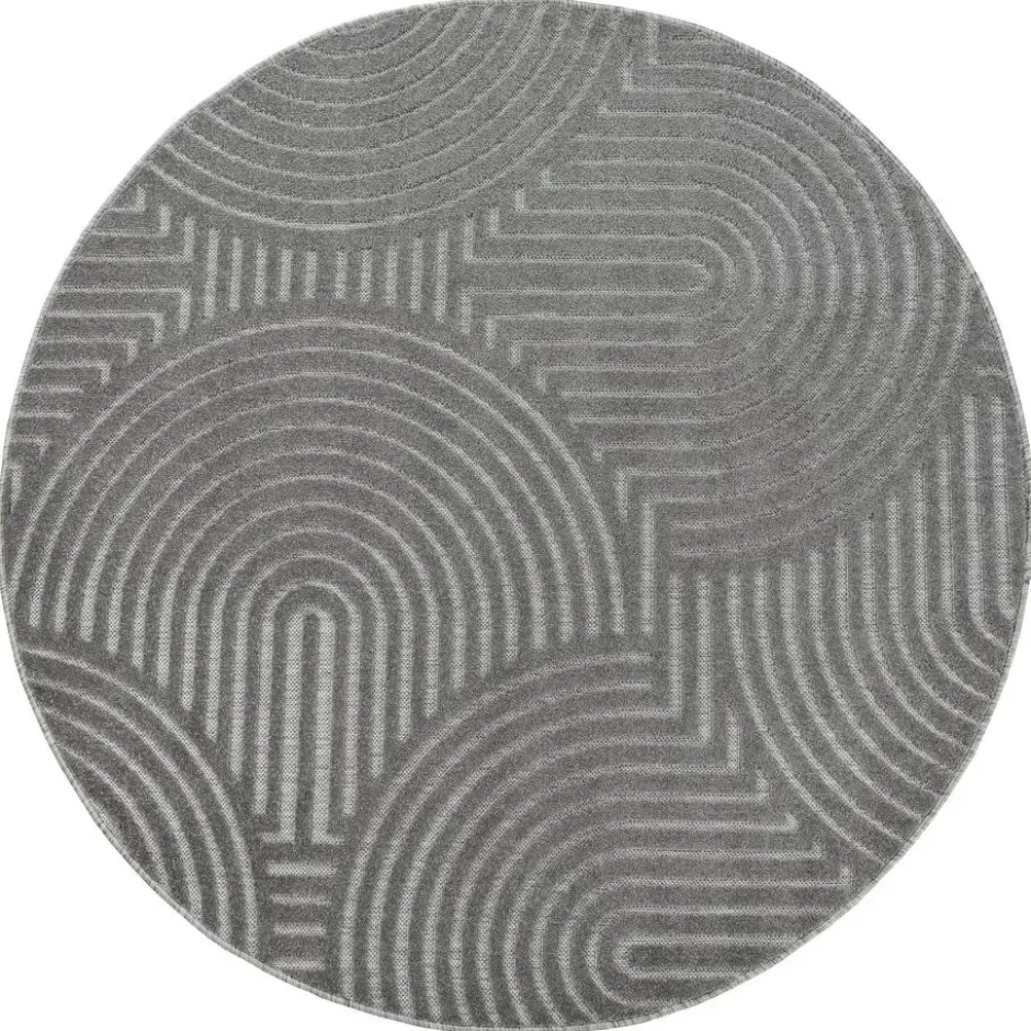 Buitenkleed Berlin Rond Japandi Grijs - 200 CM Ø