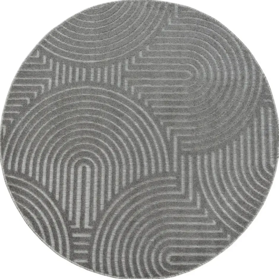 Buitenkleed Berlin Rond Japandi Grijs - 200 CM Ø