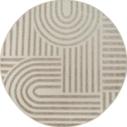 Buitenkleed Berlin Rond Japandi Beige - 150 CM Ø