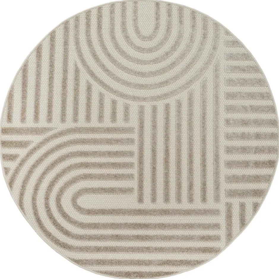 Buitenkleed Berlin Rond Japandi Beige - 150 CM Ø