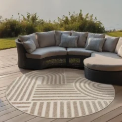Buitenkleed Berlin Rond Japandi Beige - 150 CM Ø