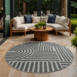 Buitenkleed Berlin Rond Japandi Grijs - 200 CM Ø