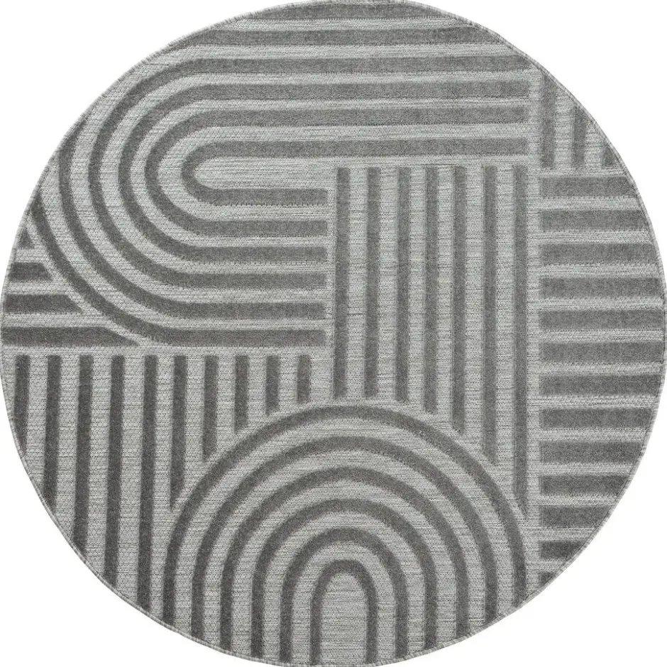 Buitenkleed Berlin Rond Japandi Grijs - 150 CM Ø