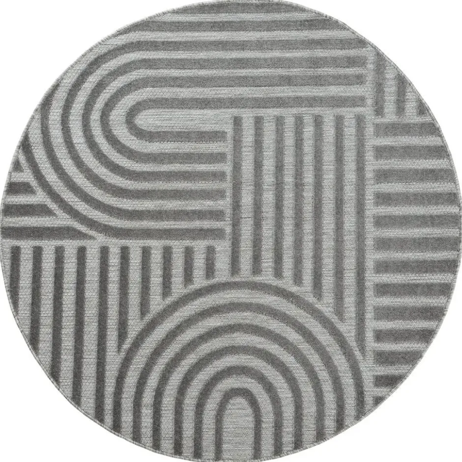 Buitenkleed Berlin Rond Japandi Grijs - 150 CM Ø