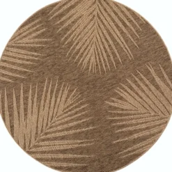Buitenkleed Rond Timber Floral Jute Beige - 120 CM Ø
