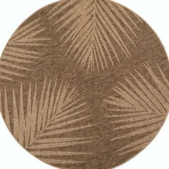 Buitenkleed Rond Timber Floral Jute Beige - 120 CM Ø