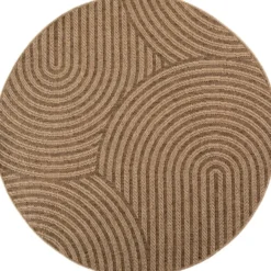 Buitenkleed Rond Timber Japandi Jute Beige - 120 CM Ø