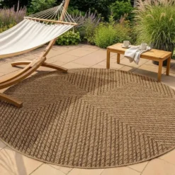 Buitenkleed Rond Timber Jute Beige - 120 CM Ø