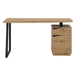 Bureau GOTAMA - 140 cmx60 cmx75 cm - Zwart Natuurlijk licht Hout paneel Metaal