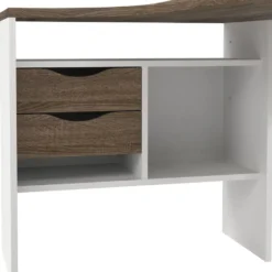Bureau hoek Wit/Bruin - 145x80x75cm - Function Plus