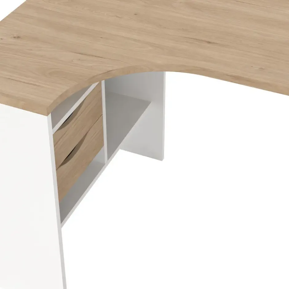 Bureau hoek Wit/Naturel - 145x80x75cm - Function Plus