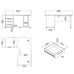 Bureau hoek Wit - 150x160x75cm - Prima