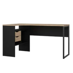 Bureau hoek Zwart/Naturel - 145x80x75cm - Function Plus