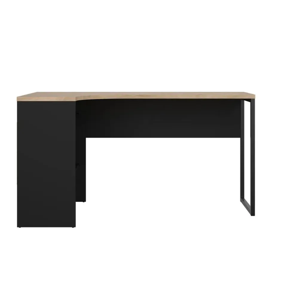 Bureau hoek Zwart/Naturel - 145x80x75cm - Function Plus