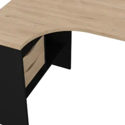 Bureau hoek Zwart/Naturel - 145x80x75cm - Function Plus