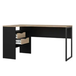 Bureau hoek Zwart/Naturel - 145x80x75cm - Function Plus